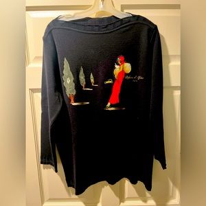 French made Vintage Defense D'Afficher  Paris"  Wool Sweater 1920s theme